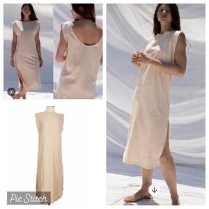 NWT OZMA Baja Silk Noil Cream Conch Midi Shift Dress